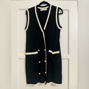 Zara black dress with white pearls